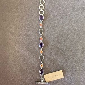 Lori Bonn Amethyst, Twilight Topaz Pear & Round Link Bracelet